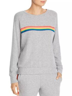 LNA Heather Grey Rainbow Stripe Brushed Jersey Sweatshirt, Size XS
